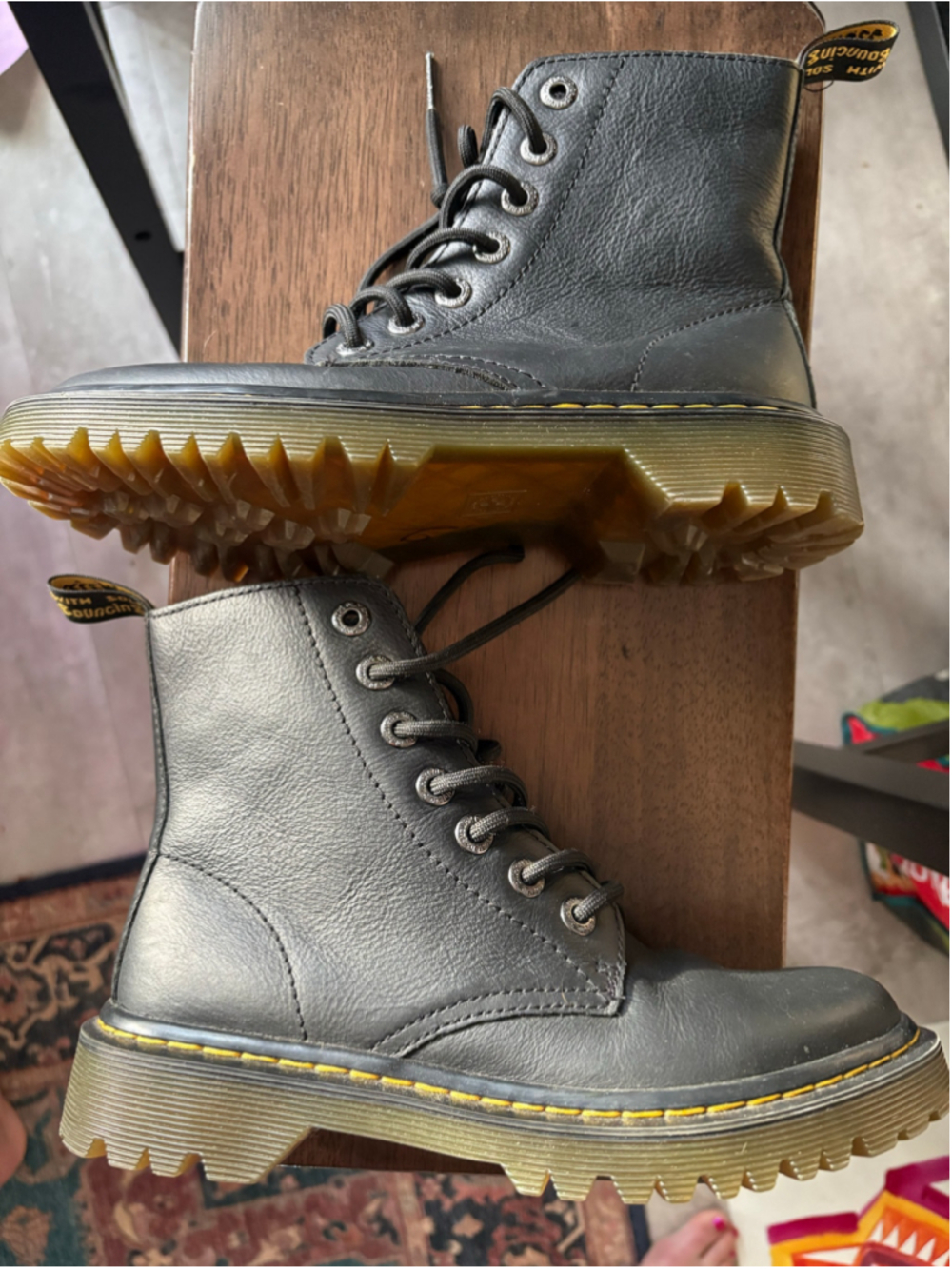 Dr. Martens Luana Black Leather 7 Eye Lug Sole Combat Boots Women’s 6